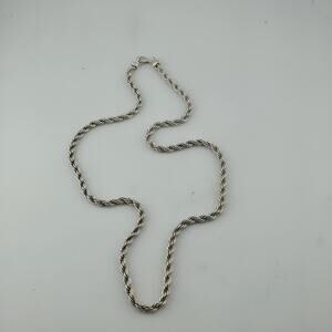 Solid Sterling Silver 925 Rope Chain Necklace 24” 47.2g Heavy Twist Link Italy